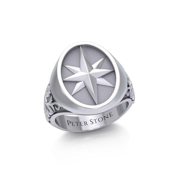 Compass Silver Signet Men Ring TRI1964 - Jewelry
